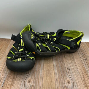 KEEN unisex-child Newport H2 Closed Toe Water Sandals size 4 black & lime